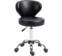 HomCom Tabouret de massage réglable pivotant avec dossier en métal chromé noir