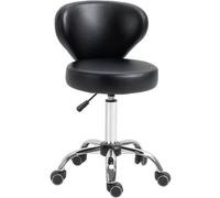 HomCom Tabouret de massage réglable pivotant avec dossier en métal chromé noir