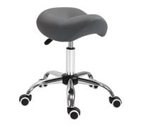 HOMCOM Tabouret à roulettes Pivotant 360°, Hauteur Réglable 49-61 cm, Gris | Tabouret de Massage, Selle Ergonomique, Chaise de Travail, pour Salon de Massage Tatouage Clinique Spa
