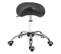 HOMCOM Tabouret à roulettes Pivotant 360°, Réglable 49-61 cm, Noir