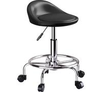 HOMCOM Tabouret à roulettes réglable en hauteur avec dossier Tabouret pivotant 59-75 cm Tabouret de travail pivotant à 360° Tabouret de bureau pour bureau Salon Massage Spa Noir