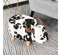 HOMCOM Tabouret Animal, Tabouret de Rangement, Tabouret Rembourré, Siège, Banc avec Design Animal, pour Salon, Repose-Pieds Vache, Noir+Blanc, 62 x 35 x 36 cm
