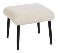 HOMCOM Tabouret avec Coussin d'assise Doux, Pieds en Acier et Tissu Chenille, Ottoman pour Chambre à Coucher, Salon, Blanc crème