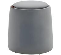 HOMCOM Tabouret avec espace de rangement 2 en 1 avec couvercle, repose-pieds rond, ottoman, rembourré, aspect velours, table d'appoint pour salon, chambre à coucher, diamètre 44 x 47,5 cm, gris