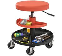 HOMCOM Tabouret d'atelier à roulettes, Hauteur Réglable 40-51 cm, Jaune