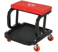 HOMCOM Tabouret d'atelier mobile sur roulettes Plateau à outils et structure en acier Charge 100 kg pour garage Rouge