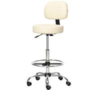 HOMCOM Tabouret de bar Chaise pivotante Chaise de bar à hauteur réglable avec roulettes en similicuir Tabouret de travail Tabouret de bureau pivotant à 360° avec dossier Rembourré Beige 56 x 57 x