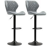 HOMCOM Tabouret de bar, lot de 2, rembourré Chaise de bar avec dossier, aspect chenille, structure acier, hauteur réglable Chaise de cuisine avec repose-pieds Pivotant à 360° Tabouret de comptoir pour