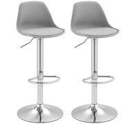 HOMCOM Tabouret de Bar, Lot de 2, rembourré Chaise de Bar avec Structure en Acier, Dossier, Hauteur réglable Chaise de Cuisine avec Repose-Pieds pivotant à 360° Tabouret de comptoir pour Cuisine,