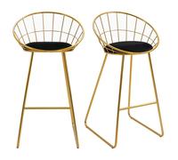 HOMCOM - tabouret de bar - Métal - 52.5x47x97cm - Or, Noir