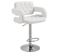 HOMCOM Tabouret de Bar Pivotant à 360° Réglable en Hauteur PU Métal Blanc