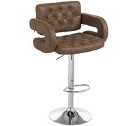 HOMCOM Tabouret de bar pivotant avec siège extra large, tabouret de bar rembourré en cuir synthétique réglable avec dossier, accoudoirs et repose-pieds, chaise de bar pour bistrot, cuisine, café