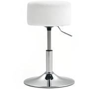 HOMCOM Tabouret de bar rembourré avec structure en métal, aspect velours côtelé, hauteur réglable, avec repose-pieds pivotant à 360 °, pour cuisine, salon, salle à manger Blanc