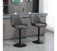 HOMCOM Tabouret de Bar Tabouret de Cuisine Design, Réglable en Hauteur, avec Repose-pieds, 51 cm x 59 cm x 117 cm, Gris foncé + Noir