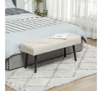 HOMCOM Tabouret de bout de lit multifonction avec pieds en acier et assise rembourrée pour entrée couloir 100x36x45 cm blanc crème