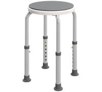 HOMCOM Tabouret de Douche siège de Tabouret de Bain Hauteur réglable 35,5-48,5 cm pivotant à 360° Chaise de Douche en Aluminium et Pied à Caoutchouc TPR antidérapant Max. 135 kg Blanc et Gris