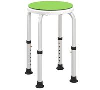 HOMCOM Tabouret de Douche Siège de Bain Hauteur Réglable 35,5-48,5 cm Pivotant à 360° en Aluminium avec Pieds Antidérapants en Caoutchouc TPR Max 135 kg Blanc et Vert