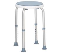 HOMCOM Tabouret de Douche Siège de Bain Hauteur Réglable 35,5-48,5 cm Pivotant à 360° en Aluminium avec Pieds Antidérapants en Caoutchouc TPR Max 135 kg Blanc et Bleu