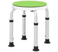 HOMCOM Tabouret de Douche siège de Douche Tabouret de Bain Hauteur réglable 35,5-48,5 cm pivotant à 360° Chaise de Douche en Aluminium et Pied à Caoutchouc TPR antidérapant Max. 135 kg Blanc et Vert