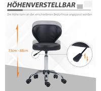 HOMCOM Tabouret de Massage Rotatif 360 Hauteur Réglable 49-64cm Rücken Ergonomique Métal Chromé Revêtement Cuir Noir