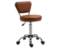 HomCom Tabouret de massage Vintage – Hauteur réglable 49–64 cm Pivotant 360° Dossier chromé Marron