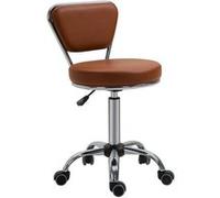 HOMCOM Tabouret de Massage Vintage - Tabouret de Travail pivotant 360° - Hauteur Assise réglable 49-64 cm - revêtement synthétique Marron métal chromé