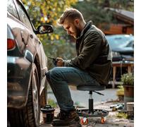 HOMCOM Tabouret de mécanicien siège pivotant hauteur réglable plateau de 100 kg pour le garage et la réparation automobile noir