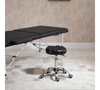HOMCOM Tabouret de message tabouret pivotant à 360 ° hauteur réglable avec 5 roulettes similicuir noir Ø 48 cm x 47-59H cm