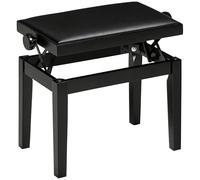 HOMCOM Tabouret de piano Banc de piano réglable en hauteur avec coussin en cuir Banc de piano similicuir bois caoutchouc noir 63 x 33 x 45-56 cm