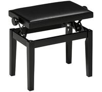 HOMCOM Tabouret de Piano Réglable en Hauteur, Noir, 63x33x45-56 cm | Banc de piano avec coussin cuir, similicuir, bois d'hévéa