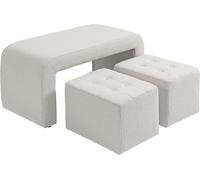 HOMCOM Tabouret de pied 3 pièces, pouf, ottomane avec 3 tabourets, repose-pieds, tabouret rembourré pour salon, chambre à coucher, blanc