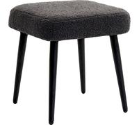 HOMCOM Tabouret de pied Tabouret de maquillage carré Repose-pieds avec aspect cachemire, pieds en acier, pour salon, chambre à coucher, gris foncé