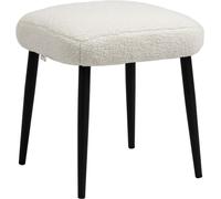 HOMCOM Tabouret de pied Tabouret de maquillage carré Repose-pieds avec aspect cachemire, pieds en acier, pour salon, chambre à coucher, crème, 42 x 42 x 47 cm