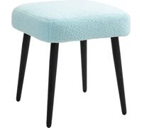 HOMCOM Tabouret de pied Tabouret de maquillage carré Repose-pieds avec aspect cachemire, pieds en acier, pour salon, chambre à coucher, bleu clair