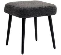 HOMCOM Tabouret de Pied Tabouret de Maquillage carré Repose-Pieds avec Aspect Cachemire, Pieds en Acier, pour Salon, Chambre à Coucher, Gris foncé, 42 x 42 x 47 cm