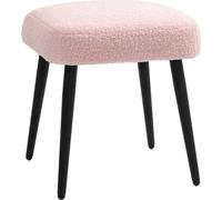 HOMCOM Tabouret de pied Tabouret de maquillage carré Repose-pieds avec aspect cachemire, pieds en acier, pour salon, chambre à coucher, rose, 42 x 42 x 47 cm