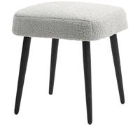 HOMCOM Tabouret de pied Tabouret de maquillage carré Repose-pieds avec aspect cachemire, pieds en acier, pour salon, chambre à coucher, gris clair, 42 x 42 x 47 cm