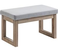 HOMCOM Tabouret de pied Tabouret rembourré avec aspect lin, tabouret d'assise avec pieds en bois, banc d'entrée pour salon, chambre à coucher, gris, 68 x 38 x 42 cm
