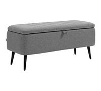 HOMCOM Tabouret de Rangement avec Couvercle Rabattable, Banc rectangulaire tapissé, Tabouret en Tissu au Toucher Lin avec Pieds en Acier pour Le Salon, la Chambre à Coucher, Gris
