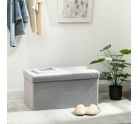 HOMCOM Tabouret de rangement, banc rembourré avec espace de rangement et couvercle pour salon, chambre à coucher, couloir, Gris clair