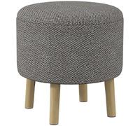 HOMCOM Tabouret de Rangement Rond en Tissu de Lin avec Dessus Amovible, Assise rembourrée, Espace caché et Pieds en Bois pour Le Salon, Gris Clair