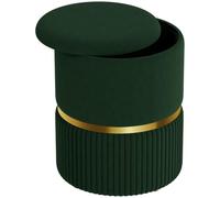 HOMCOM Tabouret de Rangement Rond, Pouf Vanity, rembourré, Vert Foncé