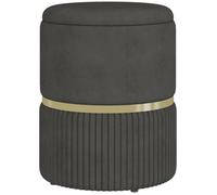HOMCOM Pouf Tabouret Repose-Pied, Coffre de Rangement, en Velours côtelé, Design Moderne, 36 x 36 x 44 cm, pour Salon, Chambre, Gris