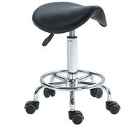 HOMCOM Tabouret de Selle réglable en Cuir PU pour Massage, Spa, Clinique, beauté, Coiffure, Tatouage, Noir