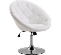 HOMCOM Tabouret de travail Tabouret pivotant Chaise de bureau réglable en hauteur, simili cuir + acier, noir/blanc, 71x59x78-90cm (Blanc)