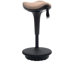HOMCOM Tabouret Dynamique, Tabouret Assis-Debout Ergonomique, Hauteur réglable 68,5-83,5 cm, Chaise de Travail Rotatif à 360°, Patins antidérapants, Assise rembourrée, Marron