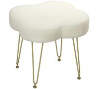 HOMCOM Tabouret en forme de trèfle avec pieds en acier - Repose-pieds rembourré aspect velours - Pour chambre à coucher, salon, blanc crème
