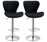 Lot de 2 tabouret de bar design contemporain hauteur d'assise réglable 59-81 cm pivotant 360° lin