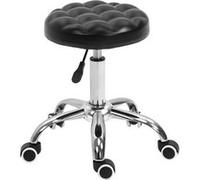 HOMCOM Tabouret Massage à roulettes réglable en Hauteur pivotant 360° Assise synthétique capitonnée Noire