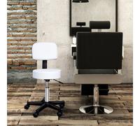 HOMCOM Tabouret massage à roulettes réglable en hauteur pivotant avec dossier ergonomique blanc